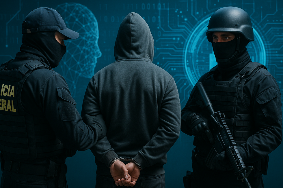 Símbolos de segurança digital representando a luta contra crimes cibernéticos.