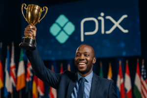 Imagem que ilustra o prêmio internacional do Pix.