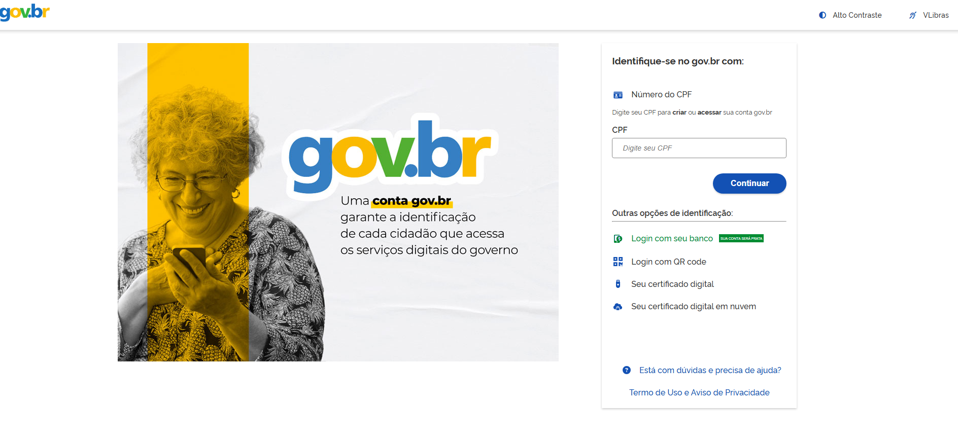 Tela de login gov.br para acessar o Banco Central